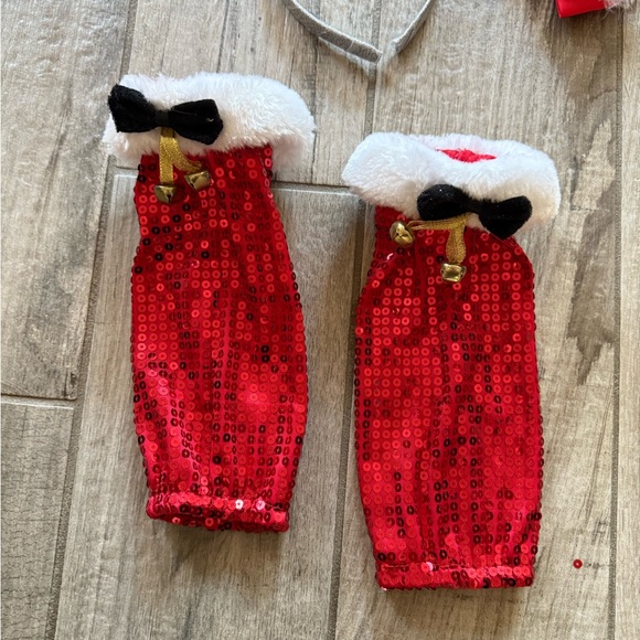 Sequin Santa leg warmers/bow and headband - Picture 3 of 3